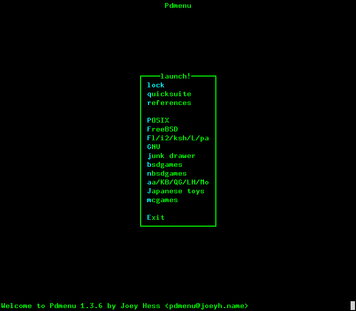 Pdmenu: main menu