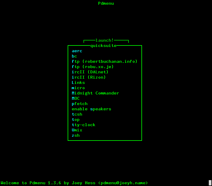 Pdmenu: quicksuite