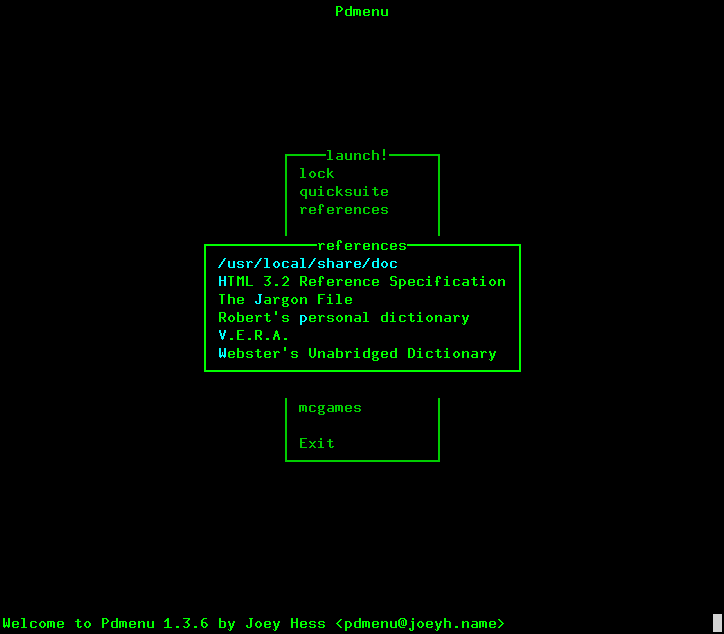 Pdmenu: references